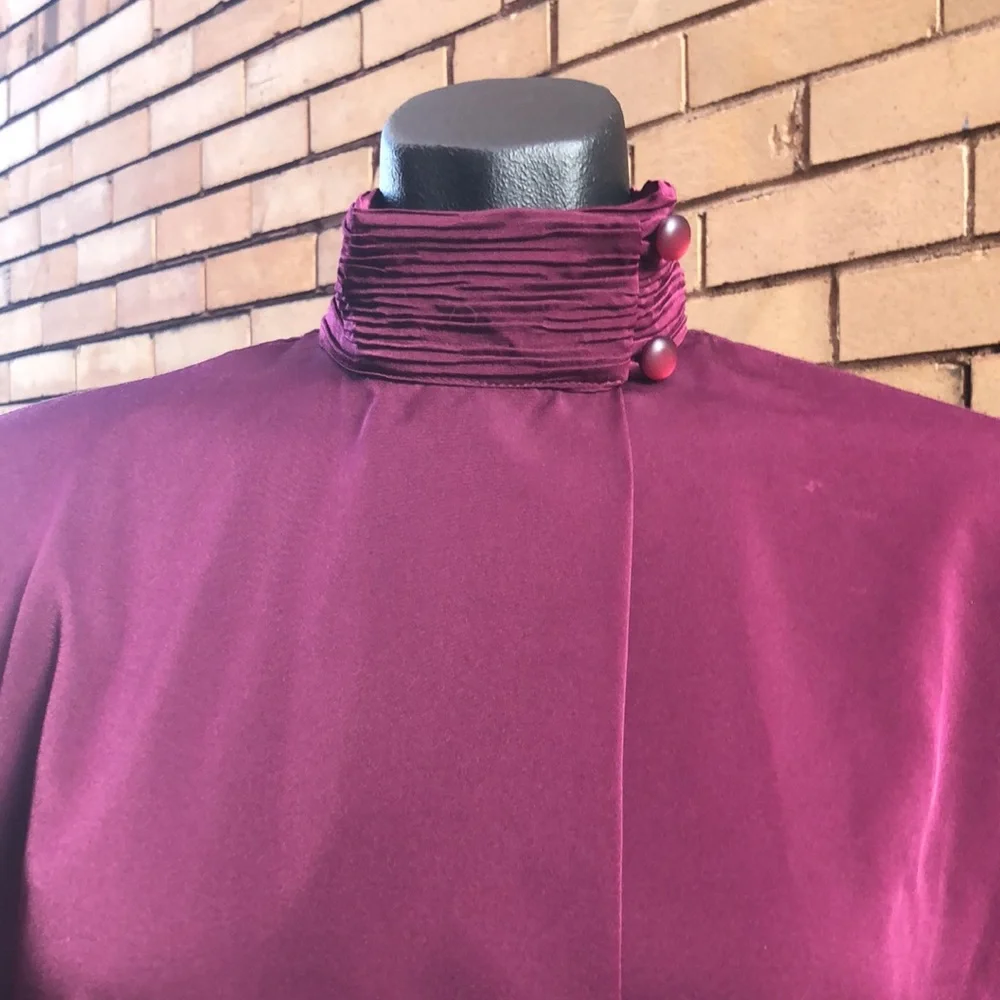 Vintage Pendleton Long Sleeve Button Down high collar raspberry Blouse 8 - Picture 4 of 12